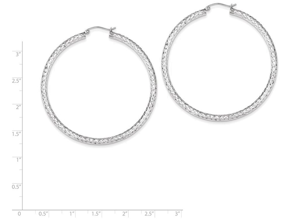 FJC Finejewelers Sterling Silver Bright Cut 3x55mm Hoop Earrings