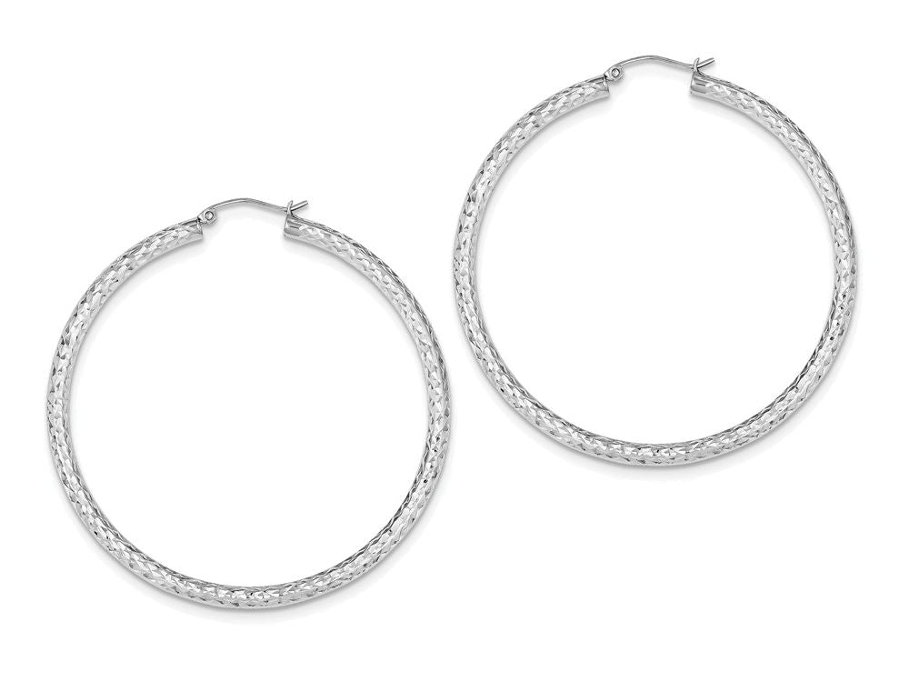 FJC Finejewelers Sterling Silver Bright Cut 3x55mm Hoop Earrings