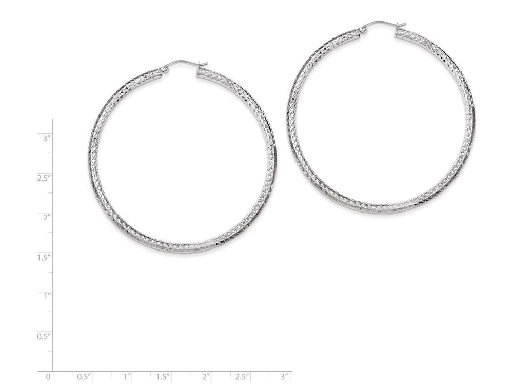 FJC Finejewelers Sterling Silver Bright Cut 3x60mm Hoop Earrings