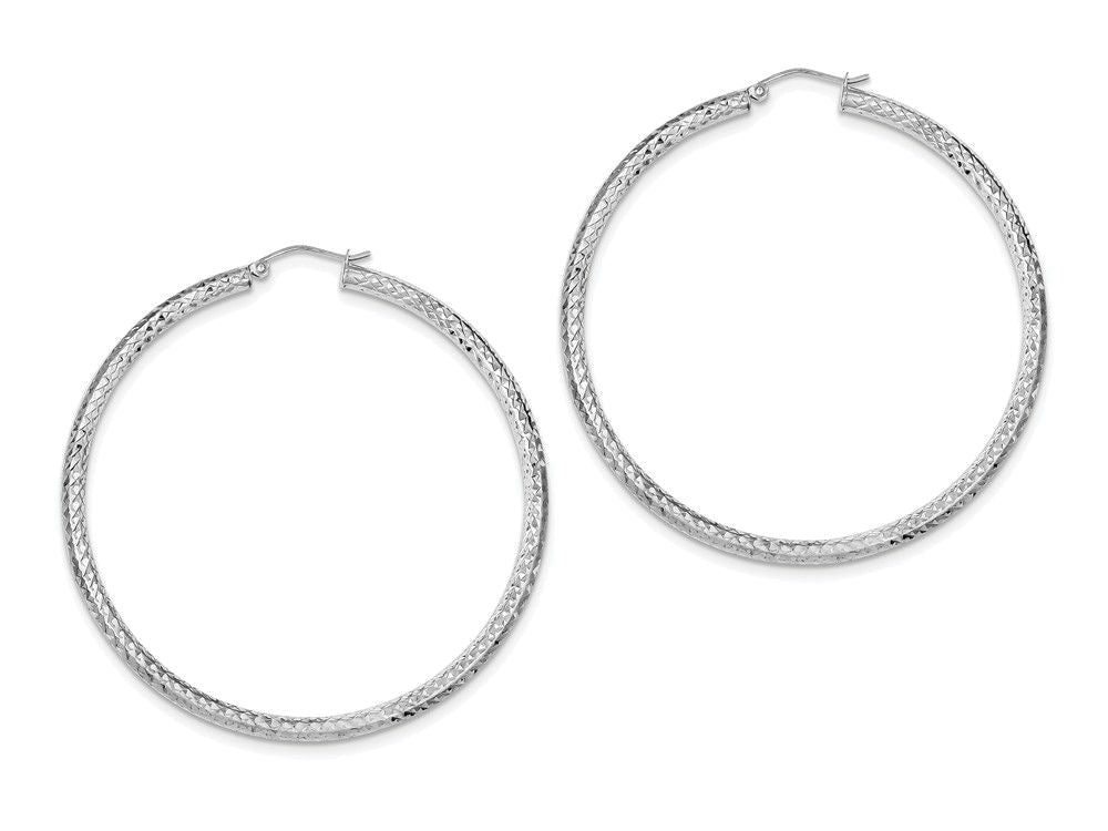 FJC Finejewelers Sterling Silver Bright Cut 3x60mm Hoop Earrings