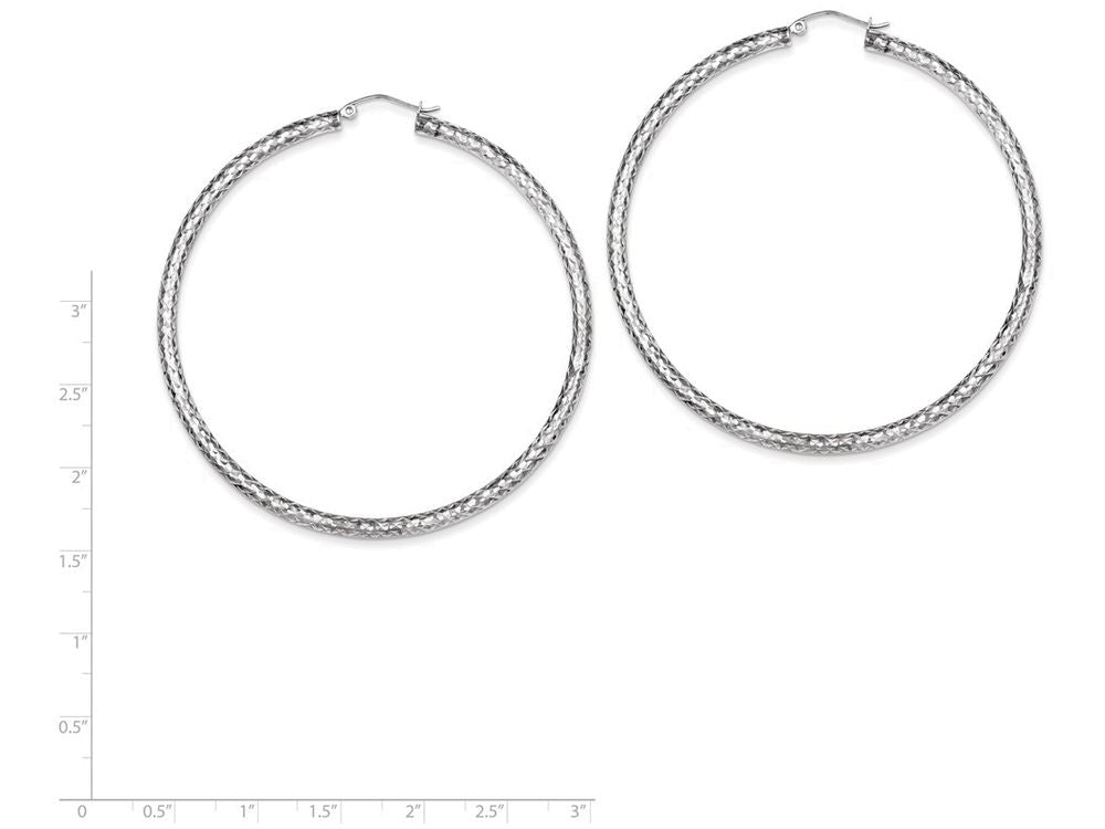 FJC Finejewelers Sterling Silver Bright Cut 3x65mm Hoop Earrings