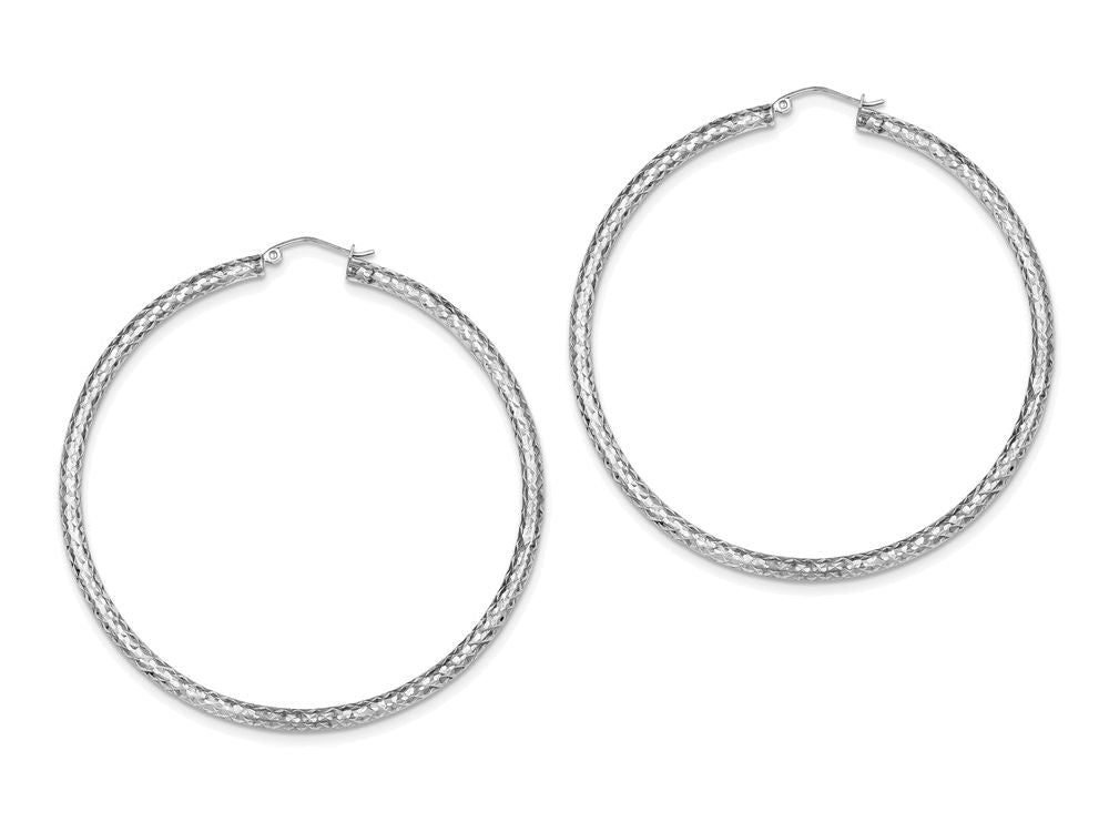 FJC Finejewelers Sterling Silver Bright Cut 3x65mm Hoop Earrings