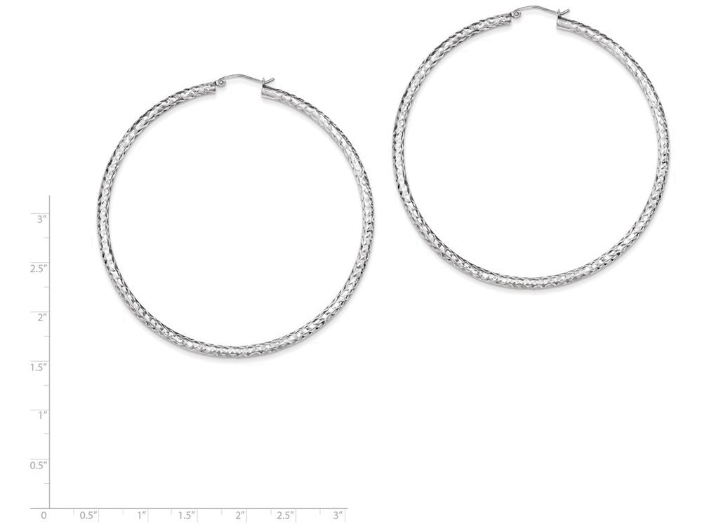 FJC Finejewelers Sterling Silver Bright Cut 3x70mm Hoop Earrings