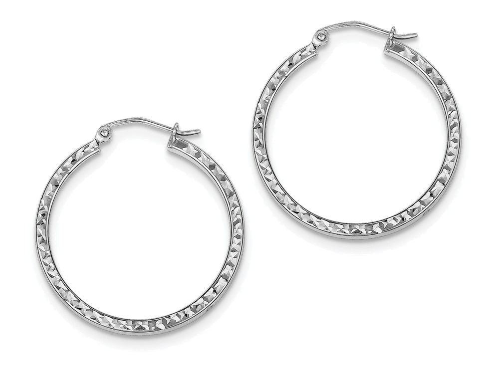 FJC Finejewelers Sterling Silver Bright Cut 2x30mm Square Tube Hoop Earrings