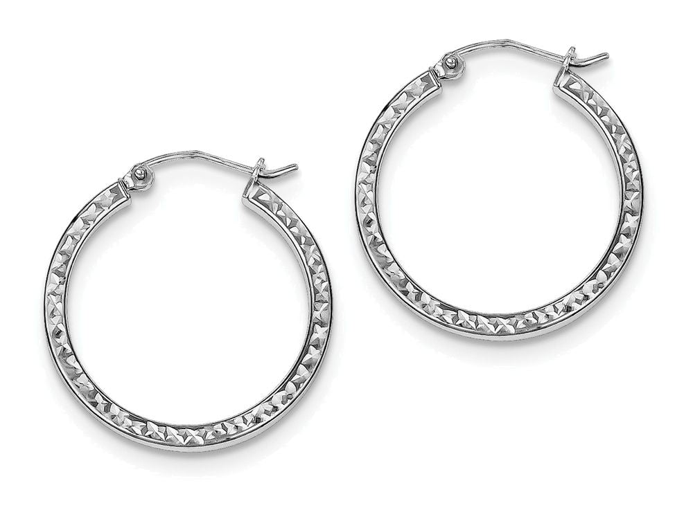 FJC Finejewelers Sterling Silver Bright Cut 2x25mm Square Tube Hoop Earrings
