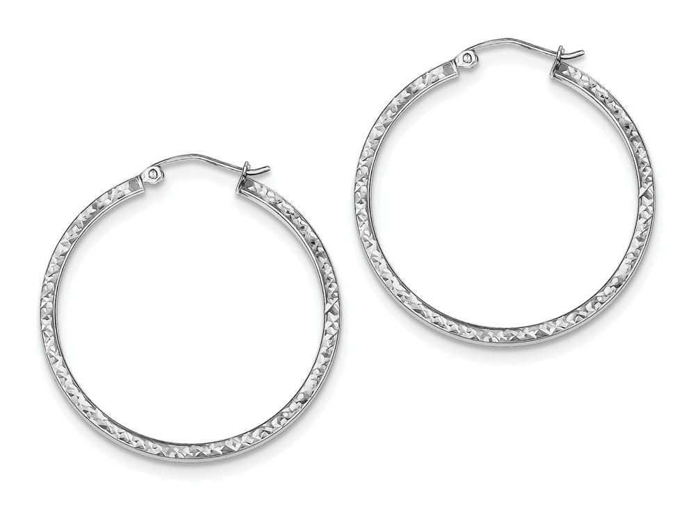 FJC Finejewelers Sterling Silver Bright Cut 2x35mm Square Tube Hoop Earrings