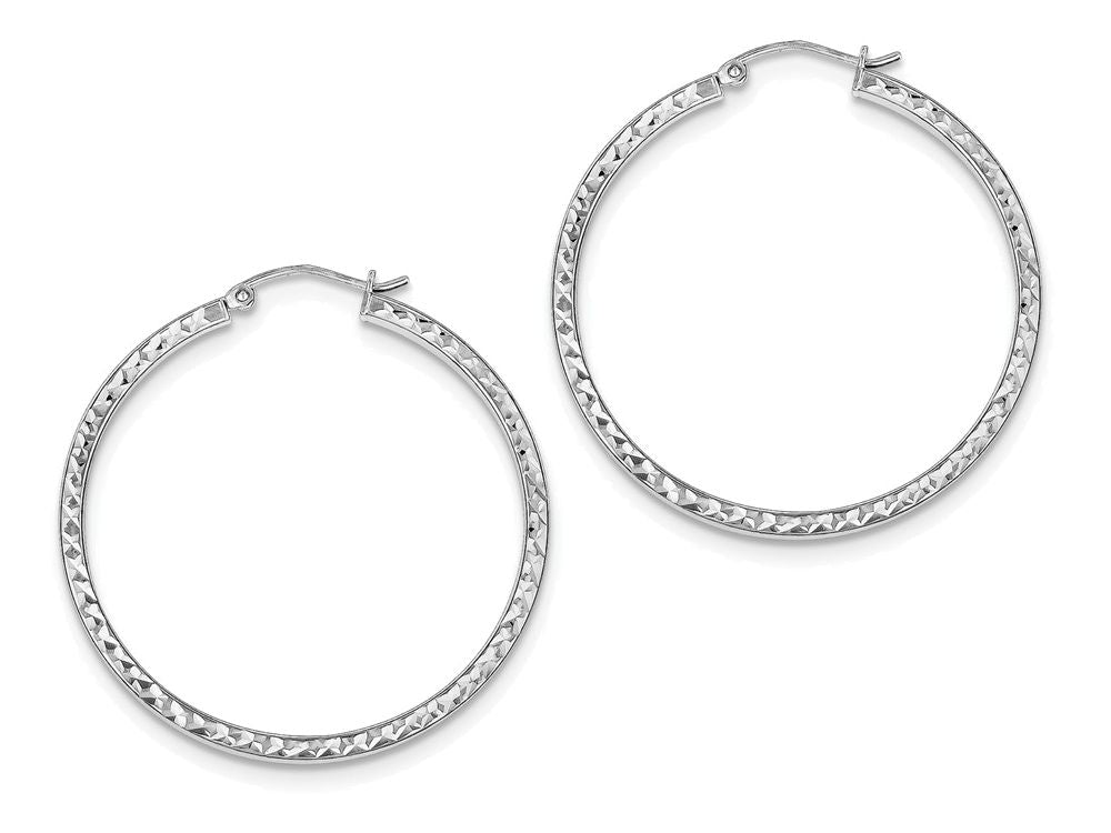 FJC Finejewelers Sterling Silver Bright Cut 2x40mm Square Tube Hoop Earrings