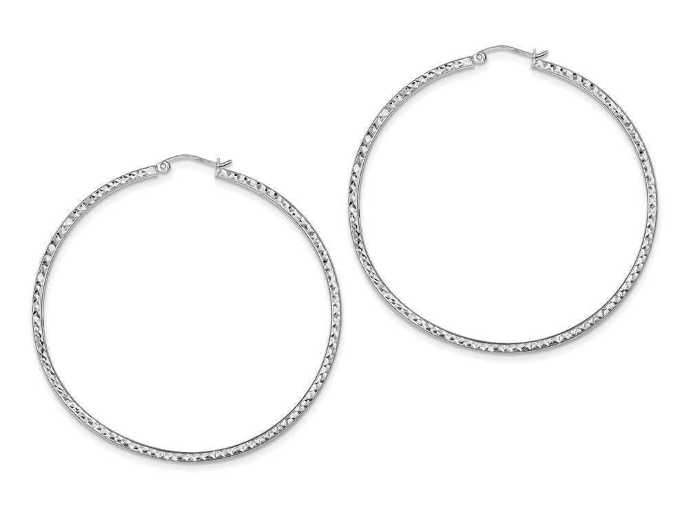 FJC Finejewelers Sterling Silver Bright Cut 2x60mm Square Tube Hoop Earrings