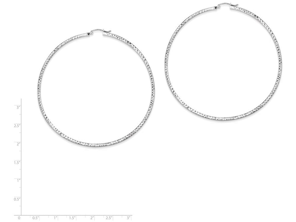 FJC Finejewelers Sterling Silver Bright Cut 2x80mm Square Tube Hoop Earrings