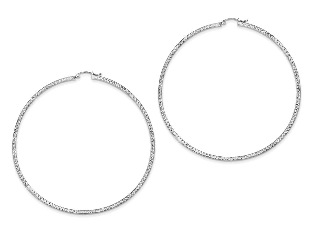 FJC Finejewelers Sterling Silver Bright Cut 2x80mm Square Tube Hoop Earrings