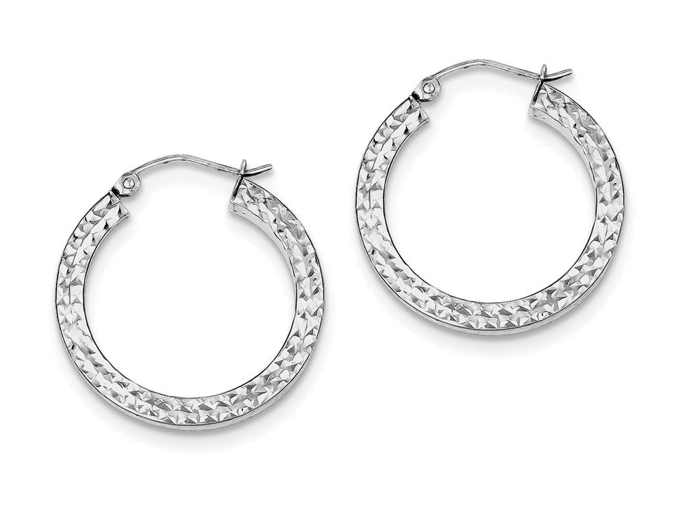 FJC Finejewelers Sterling Silver Bright Cut 3x25mm Square Tube Hoop Earrings
