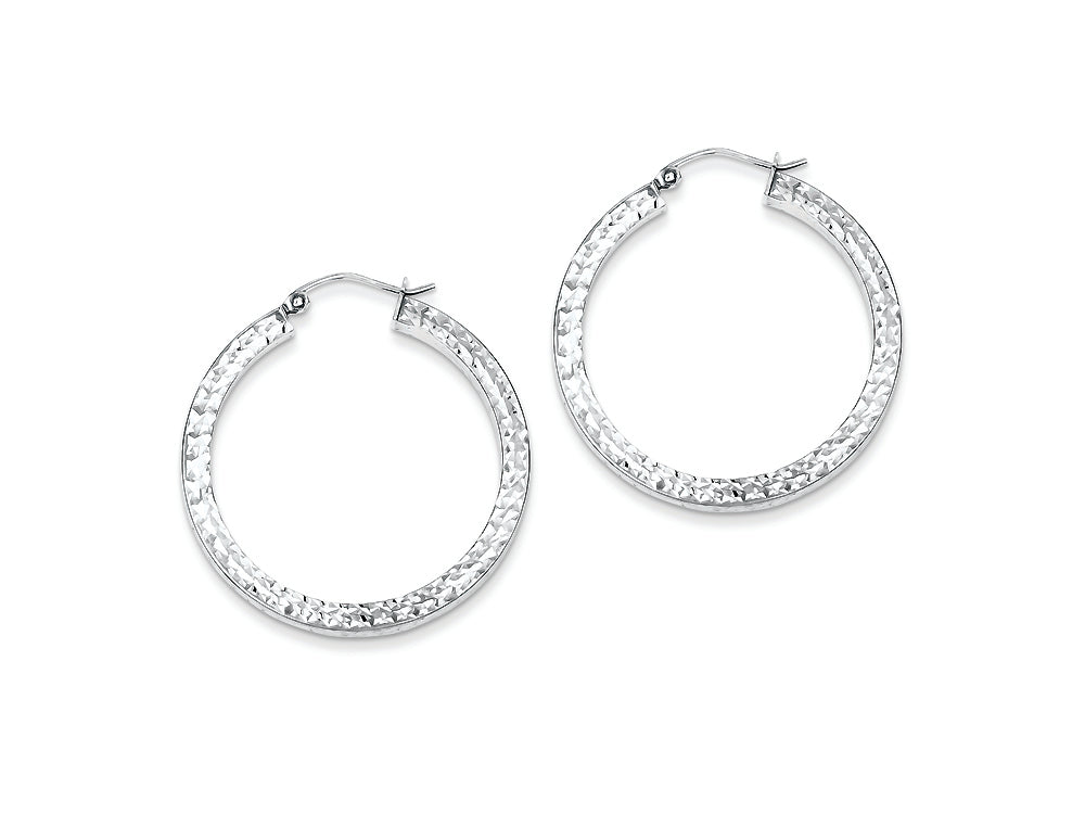 FJC Finejewelers Sterling Silver Bright Cut 3x35mm Square Tube Hoop Earrings