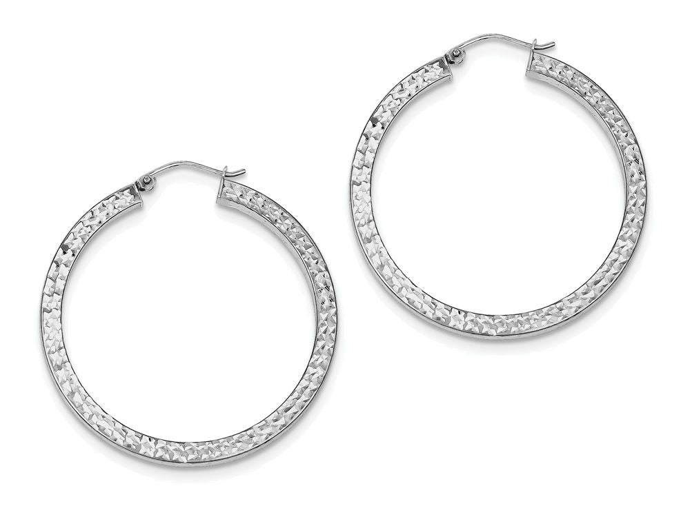 FJC Finejewelers Sterling Silver Bright Cut 3x40mm Square Tube Hoop Earrings