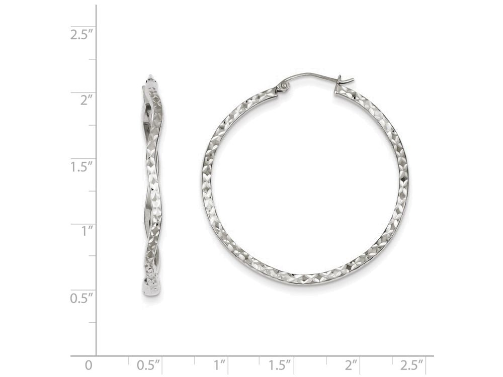 FJC Finejewelers Sterling Silver Bright Cut Wavy Hoop Earrings