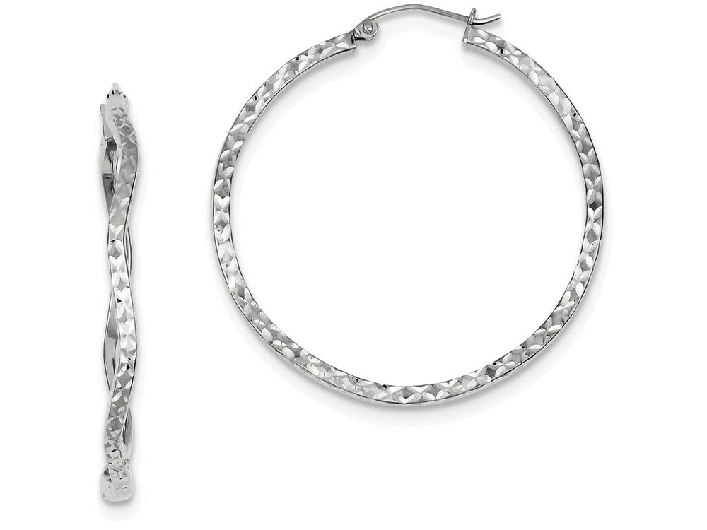 FJC Finejewelers Sterling Silver Bright Cut Wavy Hoop Earrings