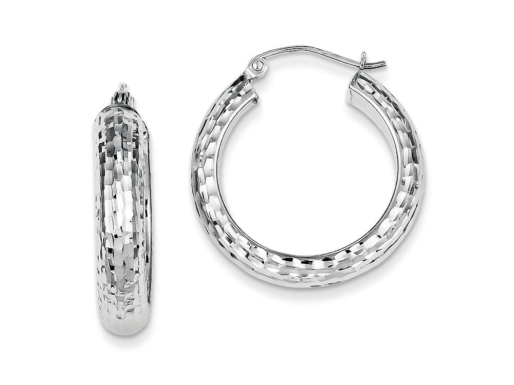 FJC Finejewelers Sterling Silver Bright Cut 5x25mm Hoop Earrings
