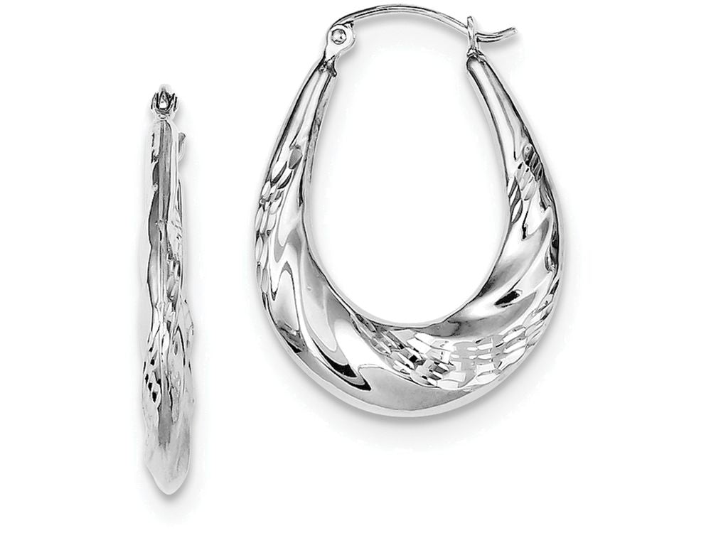 FJC Finejewelers Sterling Silver Bright Cut Scalloped Hoop Earrings