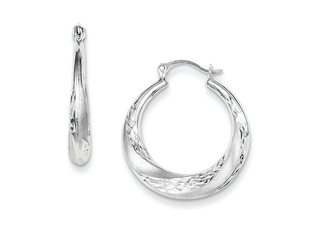 FJC Finejewelers Sterling Silver Bright Cut Scalloped Hoop Earrings