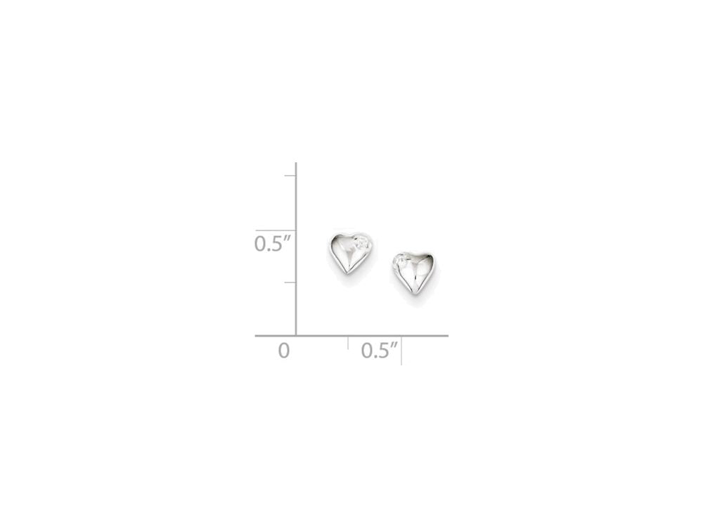 FJC Finejewelers Sterling Silver Heart With Cubic Zirconia Post Earrings