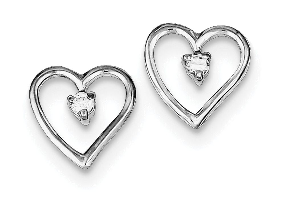 FJC Finejewelers Sterling Silver Cubic Zirconia Polished Heart Post Earrings