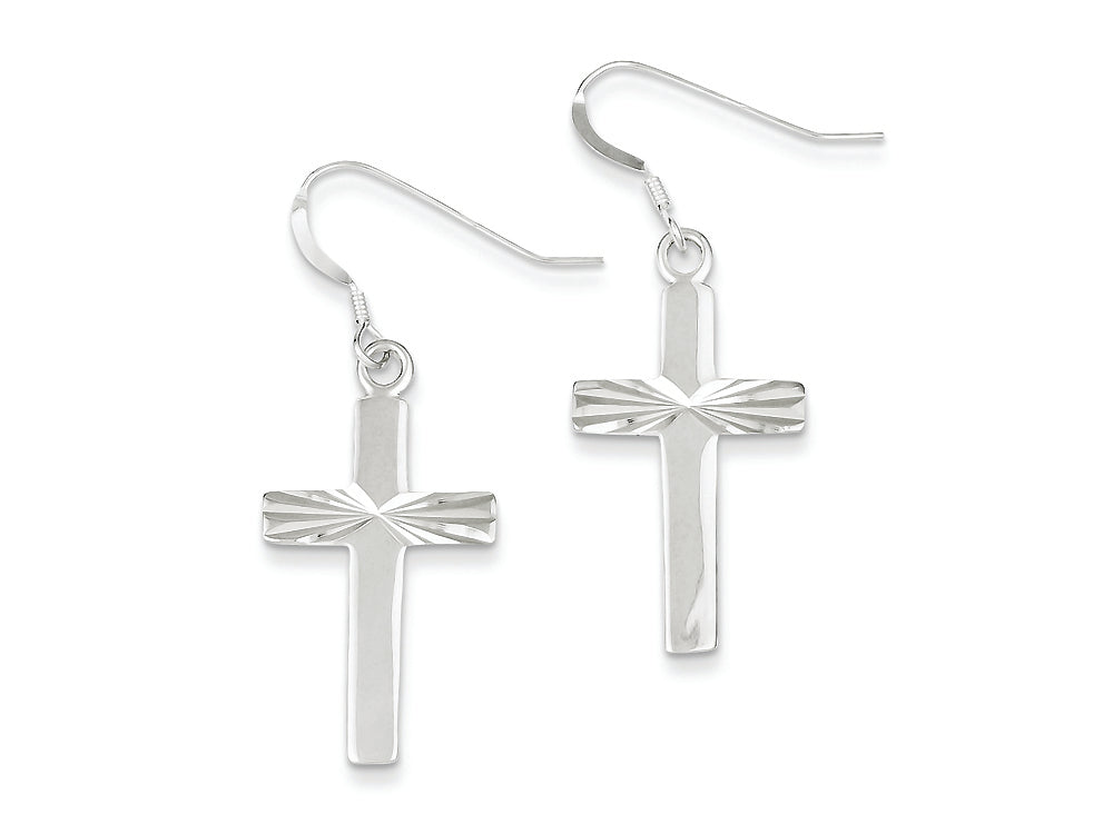 FJC Finejewelers Sterling Silver Cross Shepherd Hook Earrings