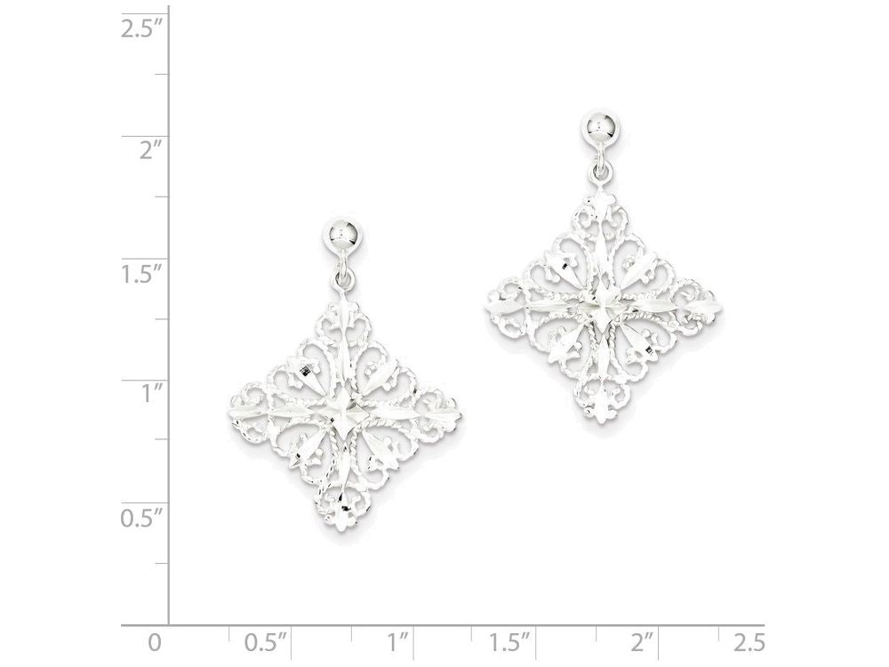 FJC Finejewelers Sterling Silver Bright Cut Square Post Dangle Earrings