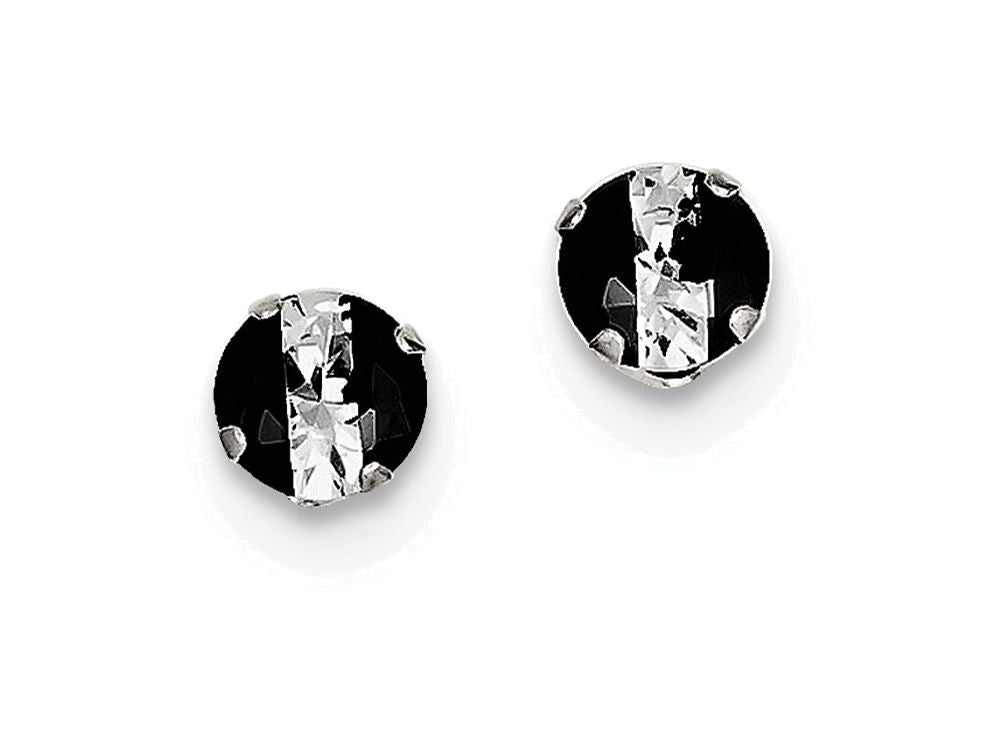 FJC Finejewelers Sterling Silver Black And White Colored Cubic Zirconia 6mm Round Post Earrings