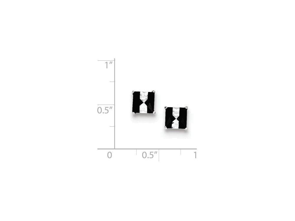 FJC Finejewelers Sterling Silver Black And White Colored Cubic Zirconia 6mm Square Post Earrings