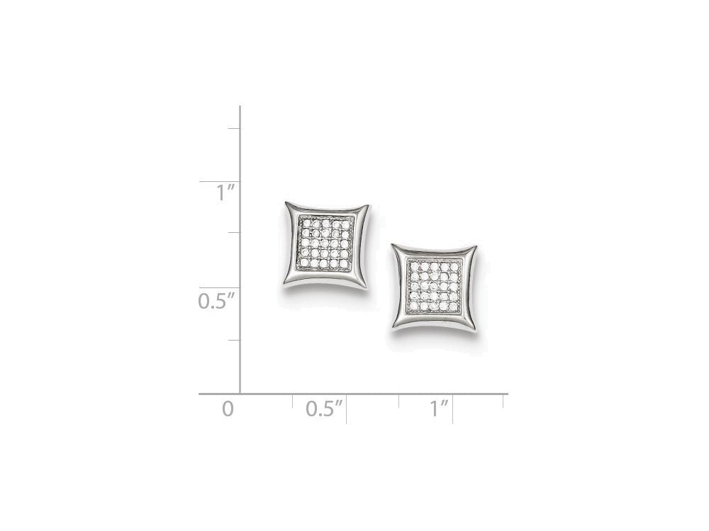 FJC Finejewelers Sterling Silver Cubic Zirconia Pave Square Post Earrings