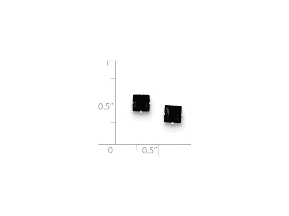 FJC Finejewelers Sterling Silver Black Cubic Zirconia 5mm Square Post Earrings