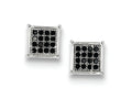 FJC Finejewelers Sterling Silver Black Cubic Zirconia Pave Square Post Earrings