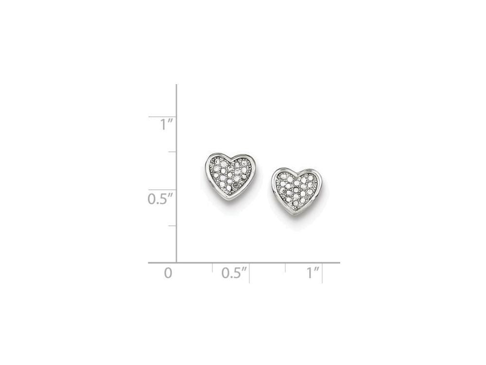FJC Finejewelers Sterling Silver Cubic Zirconia Pave Heart Post Earrings