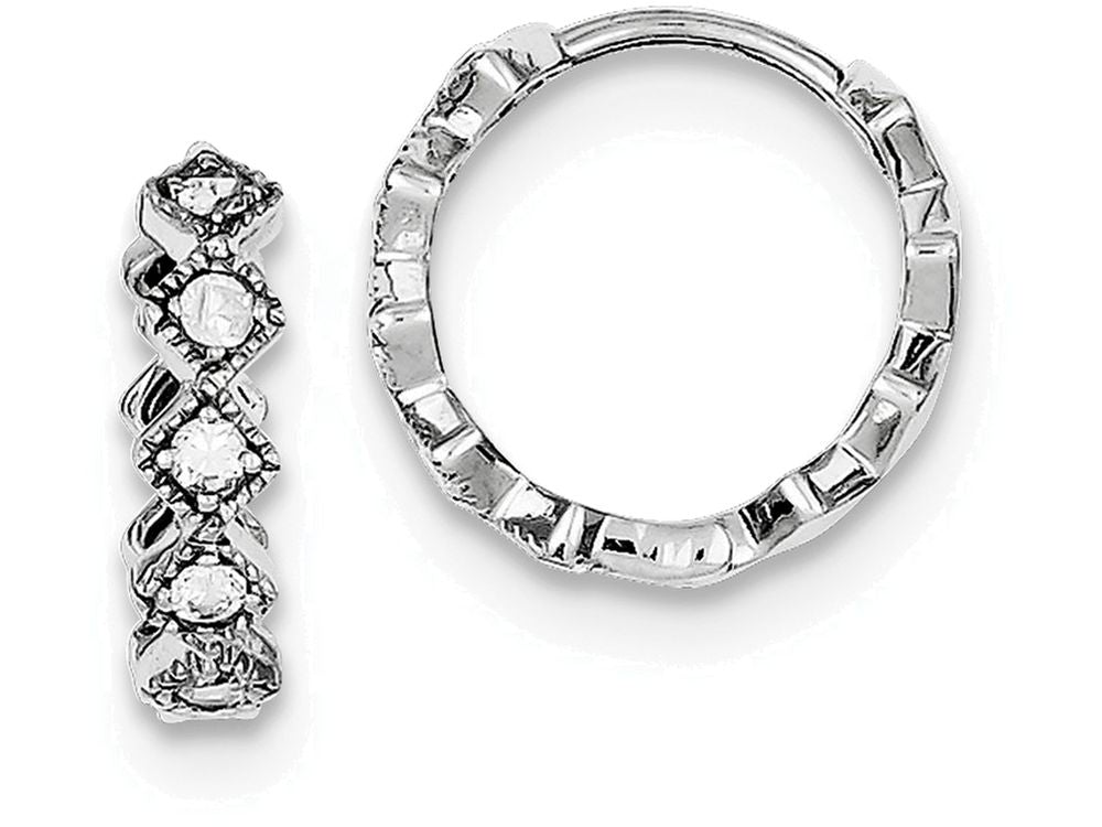 FJC Finejewelers Sterling Silver Cubic Zirconia Hinged Hoop Earrings