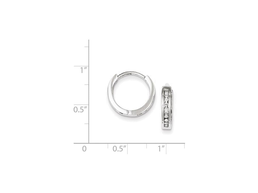 FJC Finejewelers Sterling Silver Cubic Zirconia Baguette Hinged Hoop Earrings