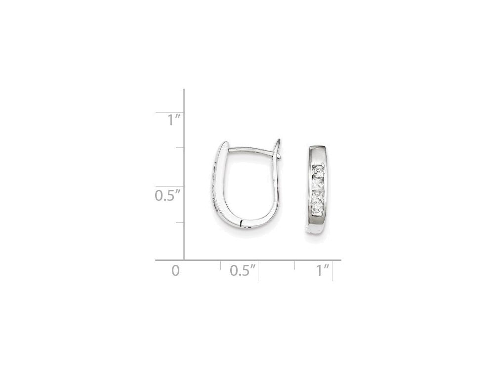 FJC Finejewelers Sterling Silver Cubic Zirconia Hinged Hoop Earrings