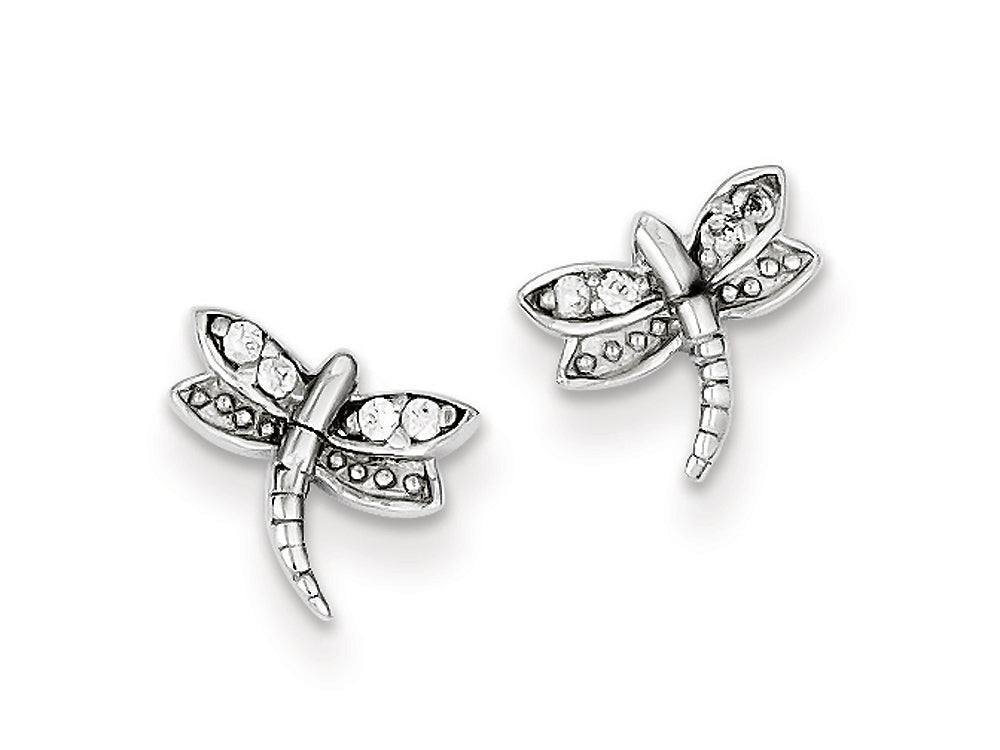 FJC Finejewelers Sterling Silver Cubic Zirconia Dragonfly Post Earrings