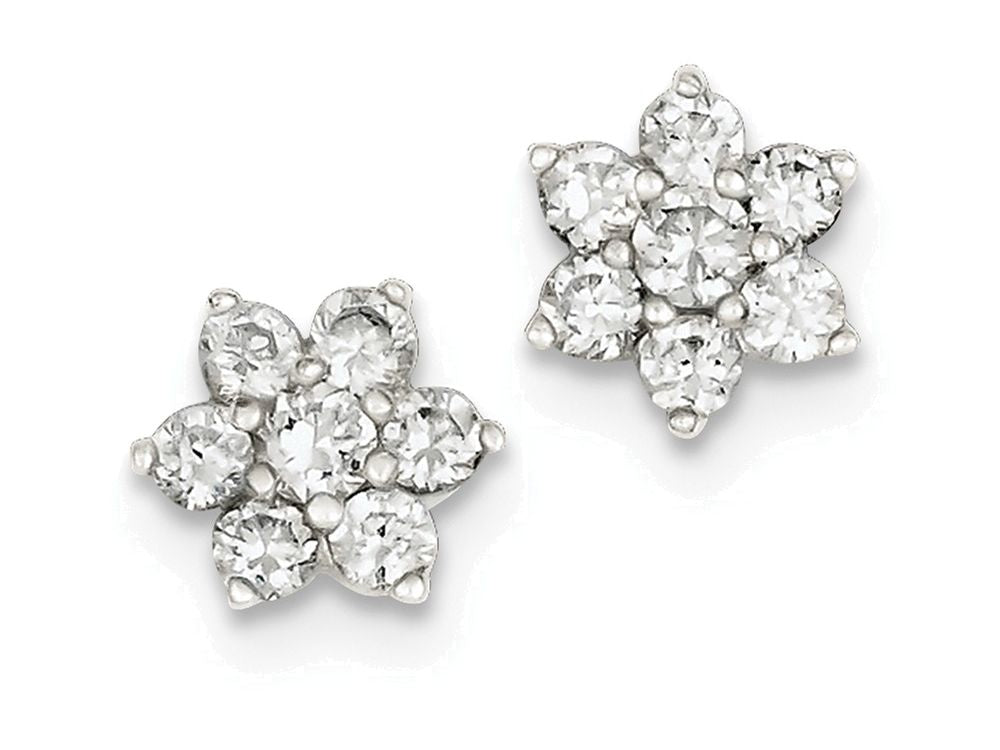 FJC Finejewelers Sterling Silver Cubic Zirconia Flower Post Earrings