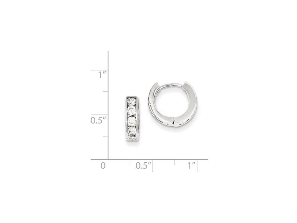 FJC Finejewelers Sterling Silver Cubic Zirconia Hinged Hoop Earrings