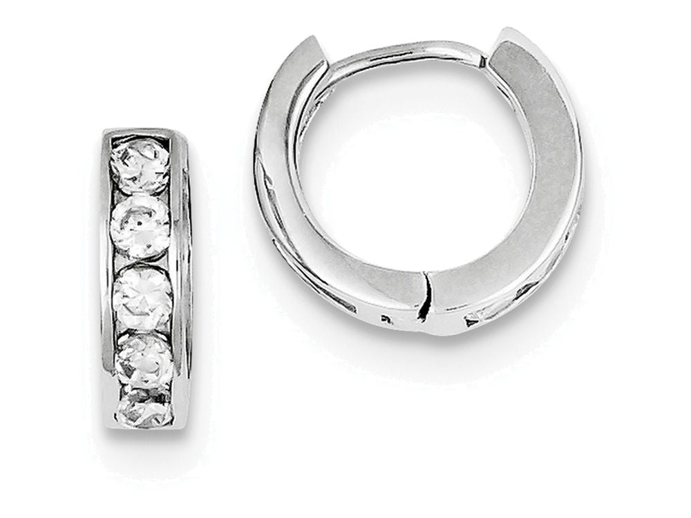 FJC Finejewelers Sterling Silver Cubic Zirconia Hinged Hoop Earrings