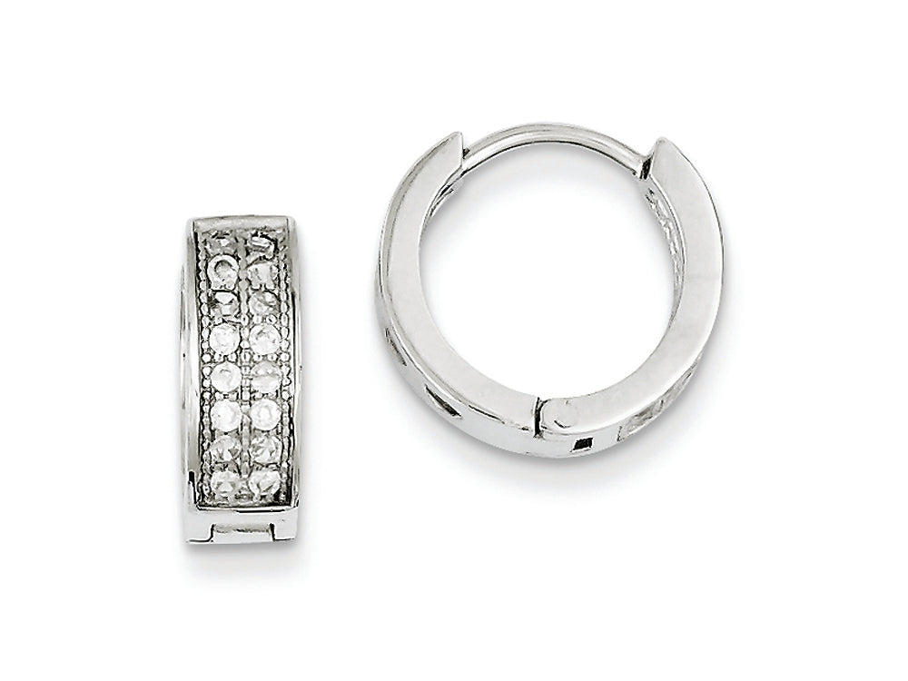 FJC Finejewelers Sterling Silver Cubic Zirconia Hinged Hoop Earrings