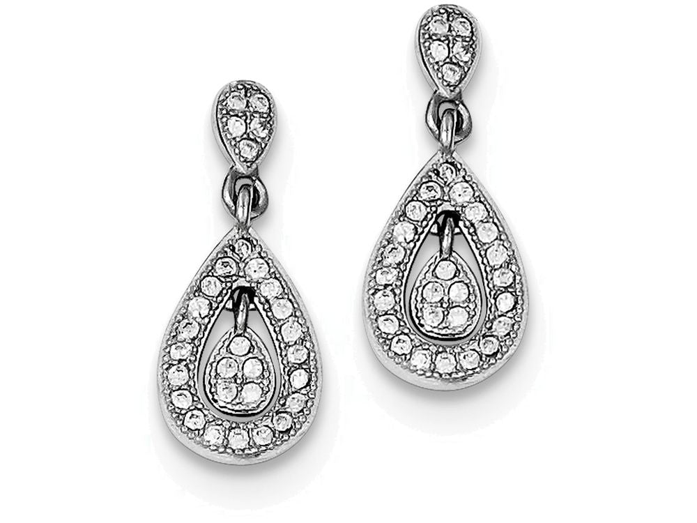 FJC Finejewelers Sterling Silver Cubic Zirconia Pave Double Pear Dangle Post Earrings