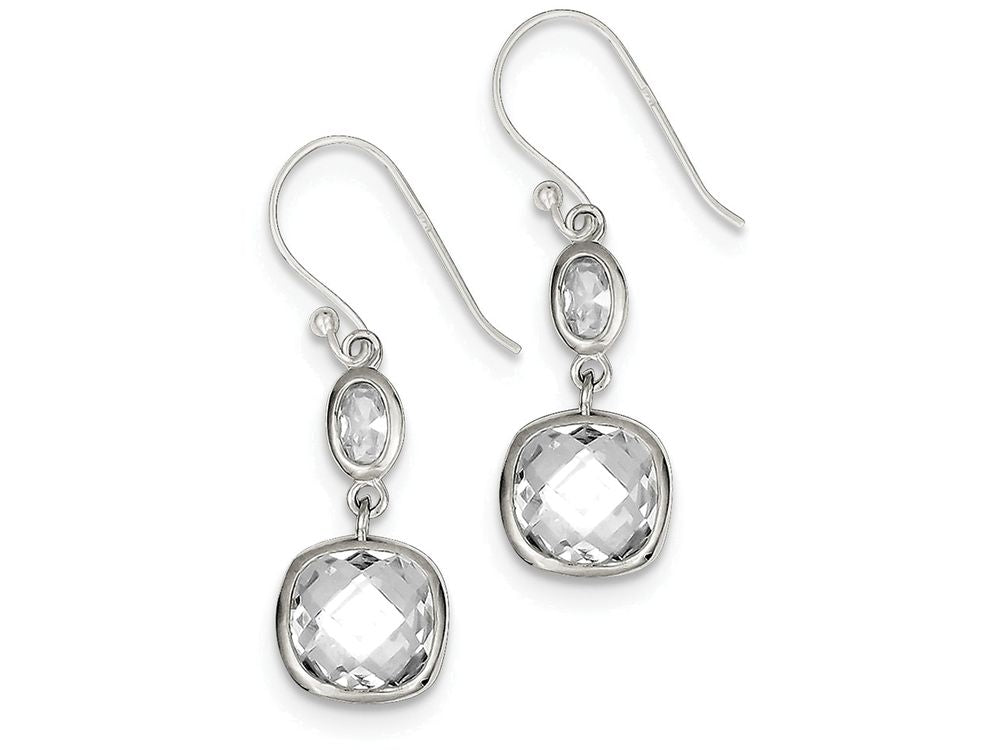 FJC Finejewelers Sterling Silver Cubic Zirconia Square Dangle Earrings
