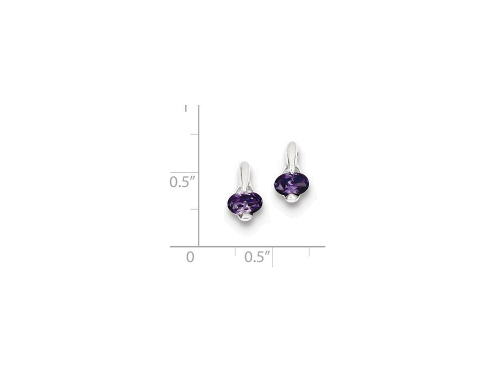 FJC Finejewelers Sterling Silver Purple Cubic Zirconia Post Earrings