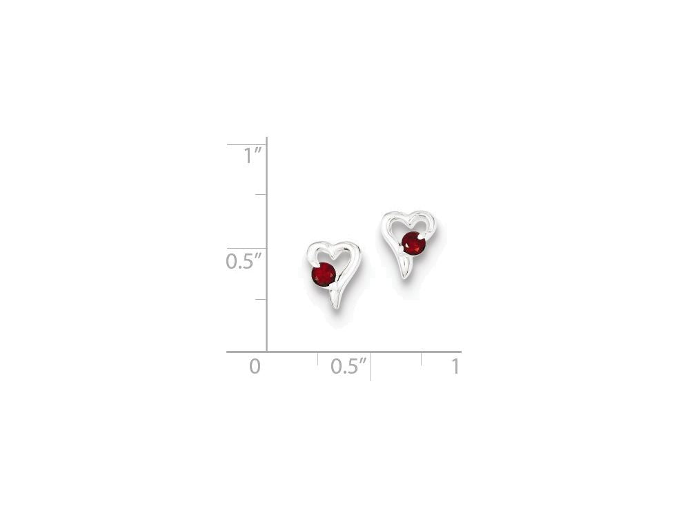 FJC Finejewelers Sterling Silver With Red Cubic Zirconia Heart Post Earrings