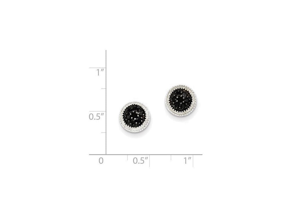 FJC Finejewelers Sterling Silver Black Cubic Zirconia Round Post Earrings
