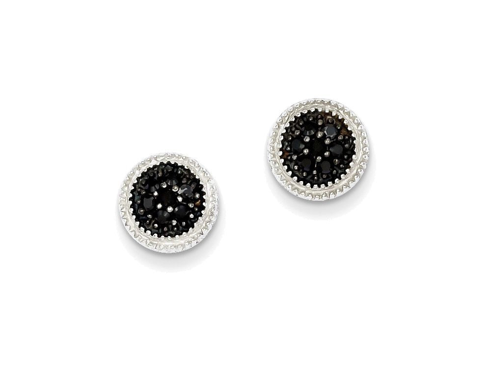 FJC Finejewelers Sterling Silver Black Cubic Zirconia Round Post Earrings