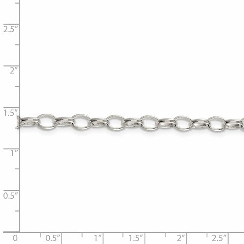 Sterling Silver Rhodium Plated 5mm Rolo Chain Bracelet