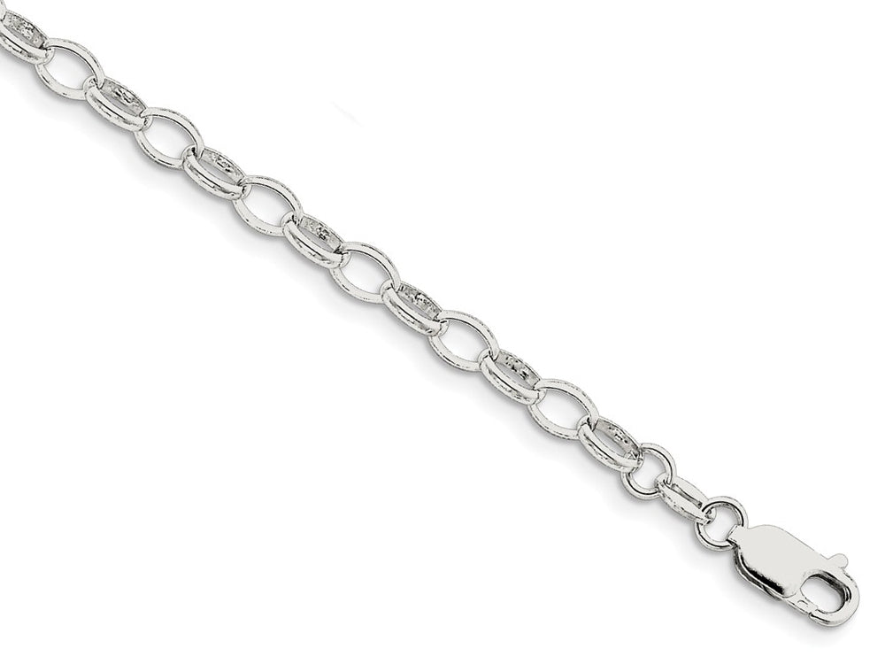 Sterling Silver Rhodium Plated 5mm Rolo Chain Bracelet