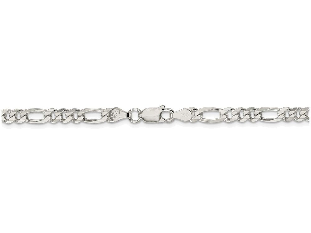 FJC Finejewelers 16 Inch Sterling Silver 4.75mm Pave Flat Figaro Chain Necklace