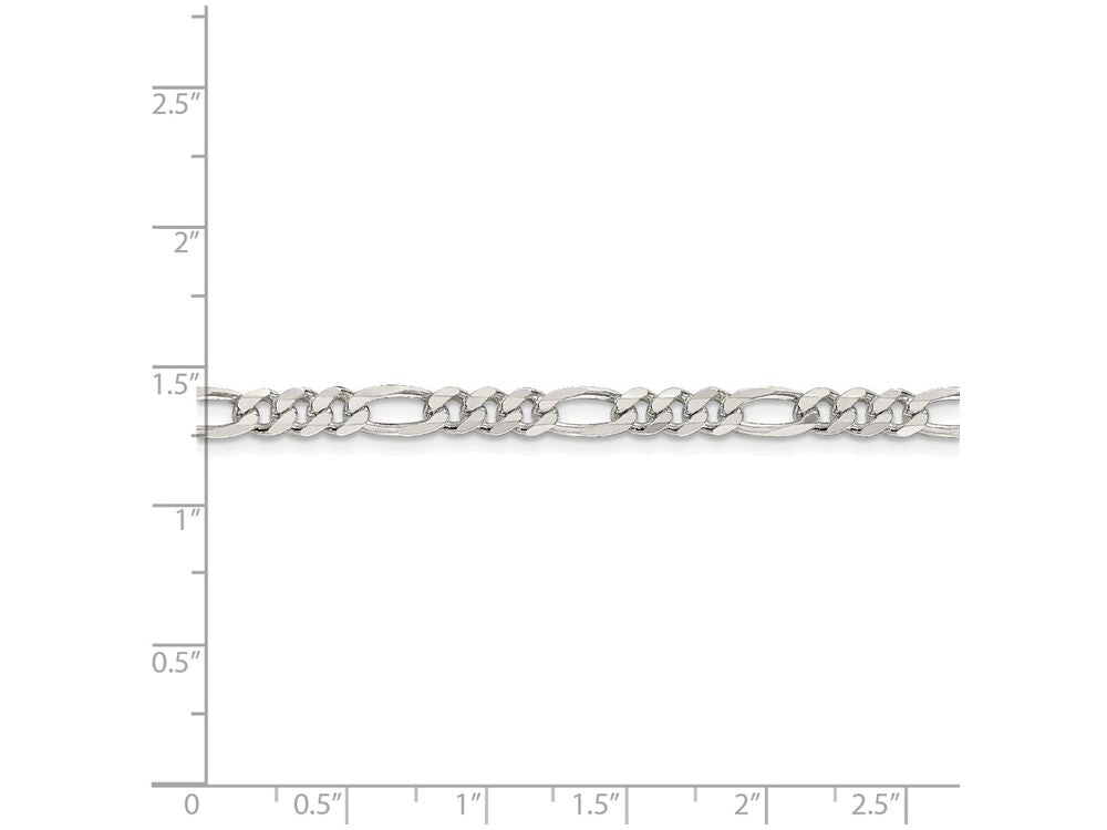 FJC Finejewelers 16 Inch Sterling Silver 4.75mm Pave Flat Figaro Chain Necklace
